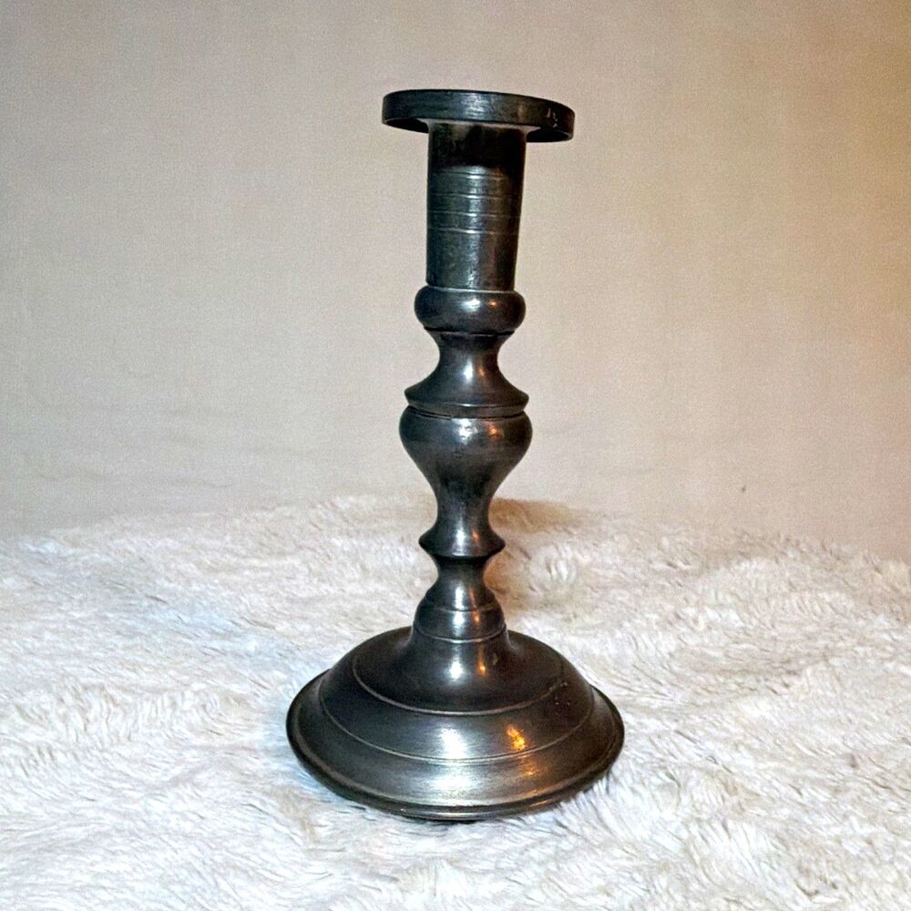 Vintage Woodbury Pewterers 7” Pewter Candlestick Holder Colonial Style